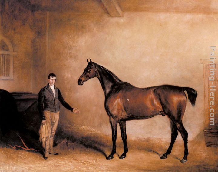John Ferneley Snr Mr. C. N. Hogg's Claxton and a Groom in a Stable